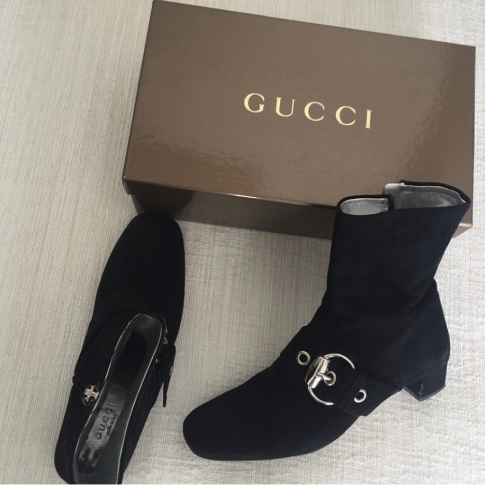 Authentic Gucci black suede ankle boots .Great condition No scratches or stains.